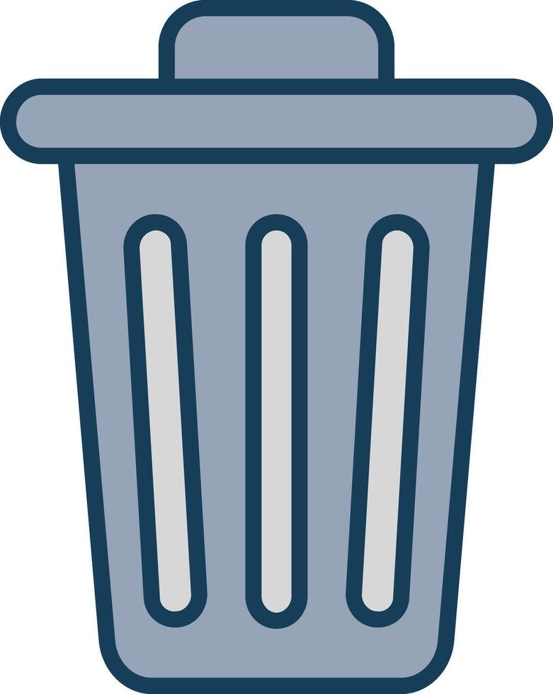 Dustbin Line Filled Grey Icon vector