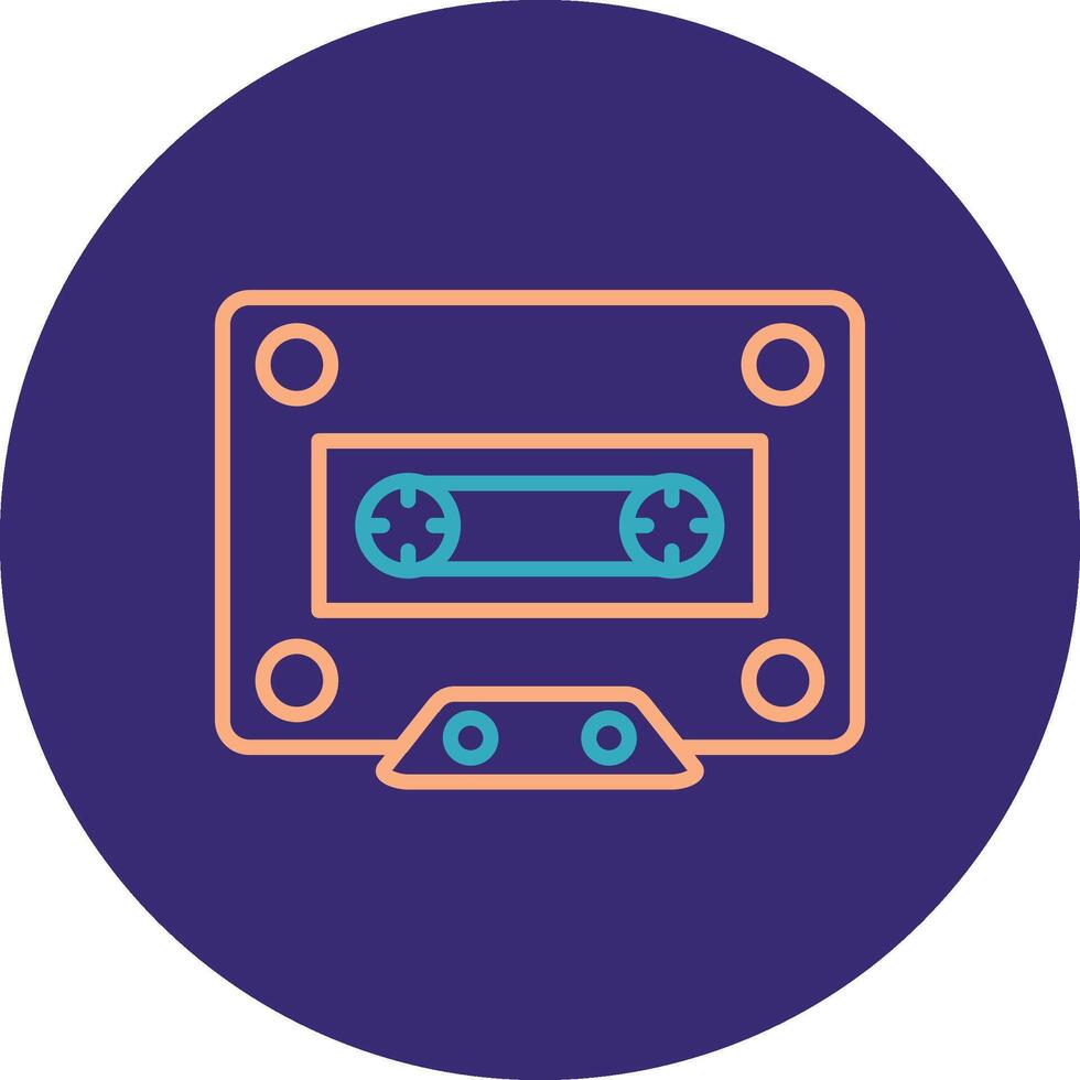 Cassette Line Two Color Circle Icon vector