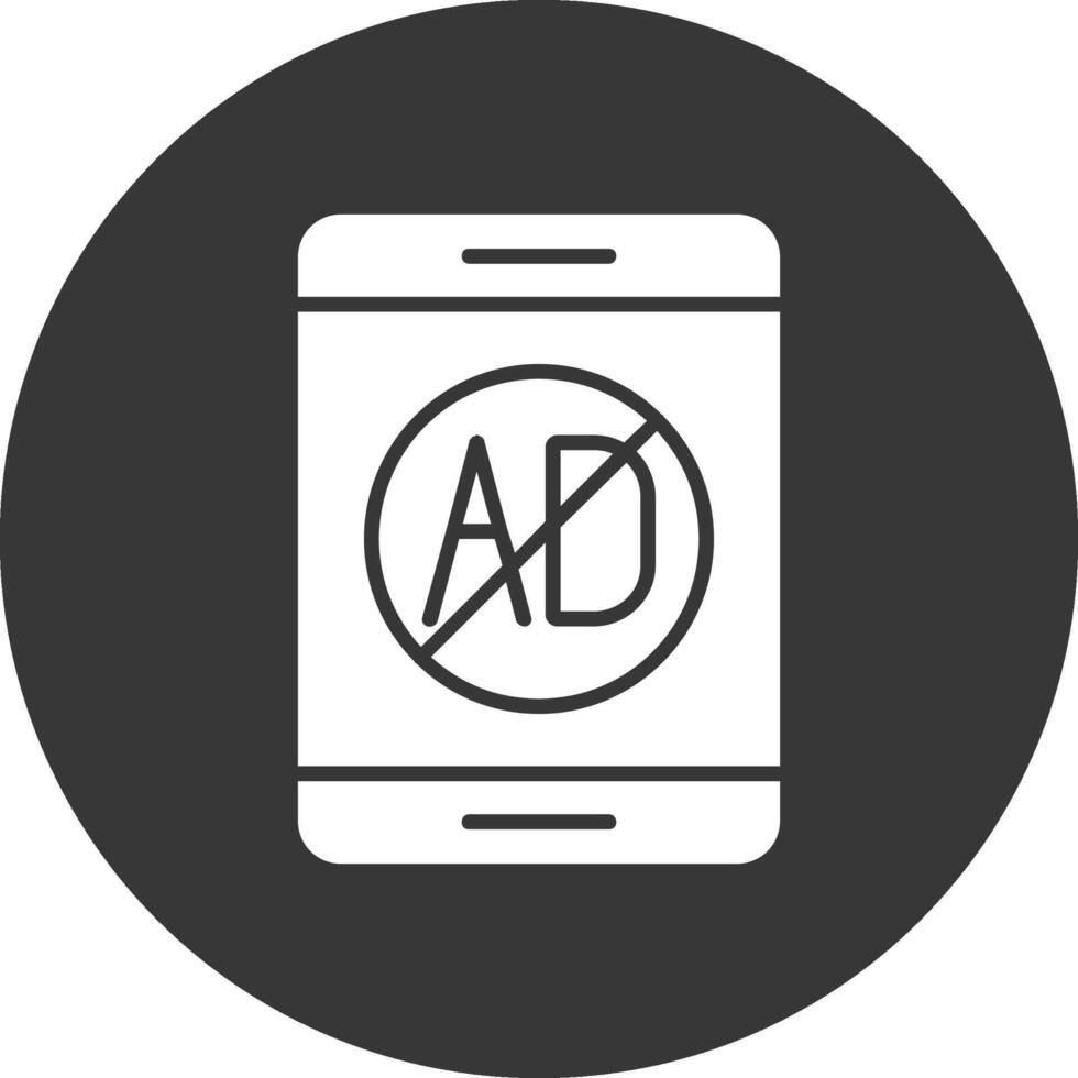 Ad Blocker Glyph Inverted Icon vector