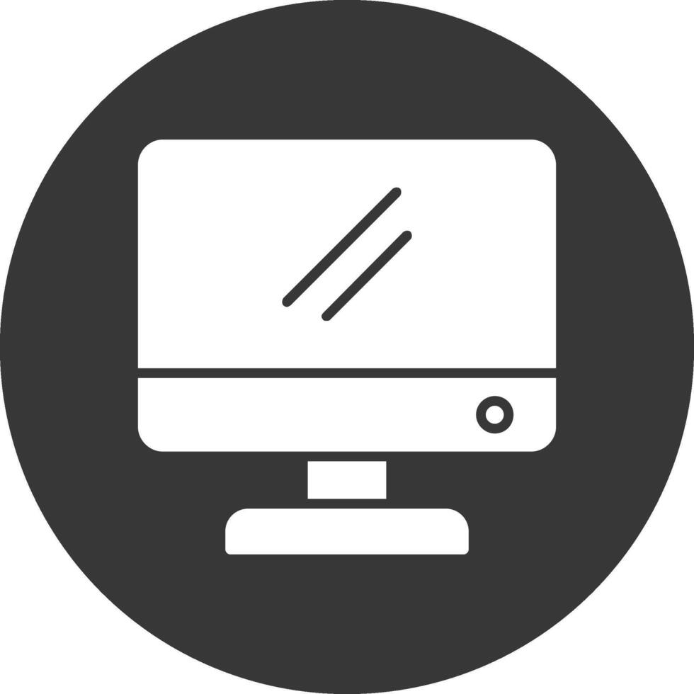 Pc Monitor Glyph Inverted Icon vector