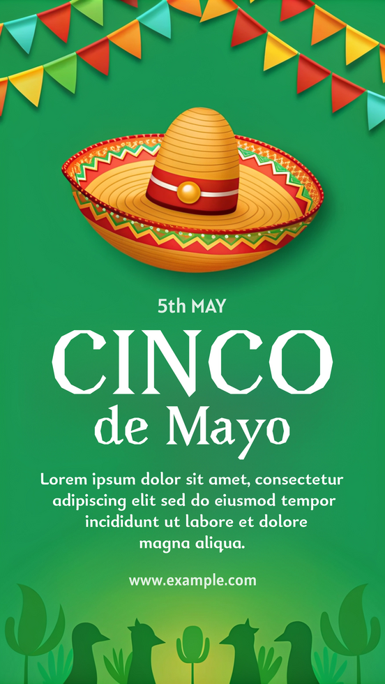 ein Grün Poster mit ein cinco de Mayo Hut auf es psd