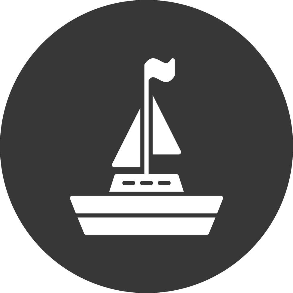 Boat Glyph Inverted Icon vector