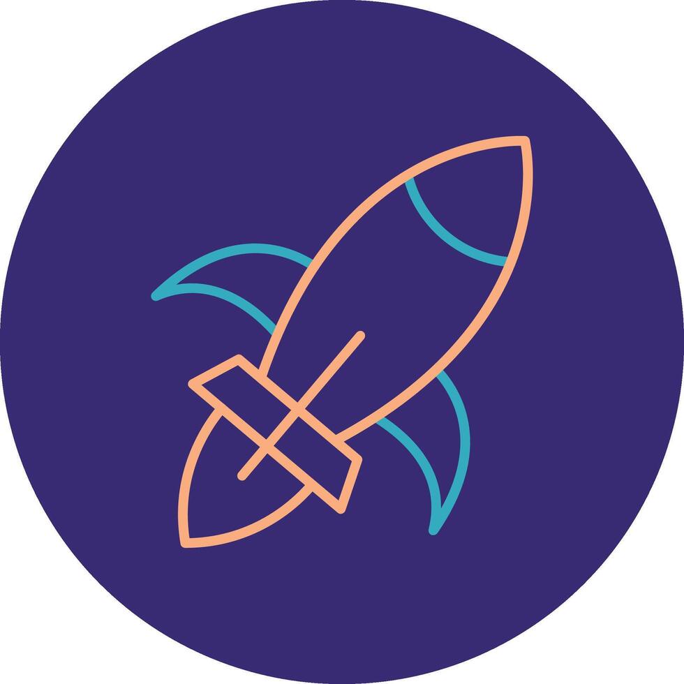 Rocket Ship Line Two Color Circle Icon vector