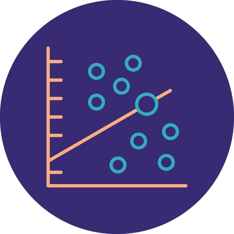 Scatter Graph Line Two Color Circle Icon vector