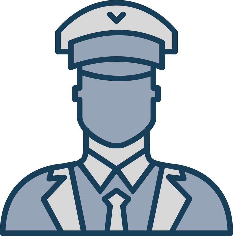 Pilot Line Filled Grey Icon vector