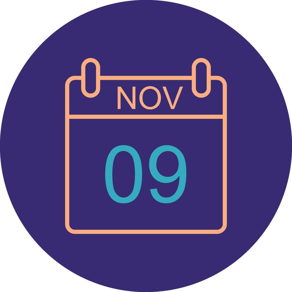 noviembre línea dos color circulo icono vector