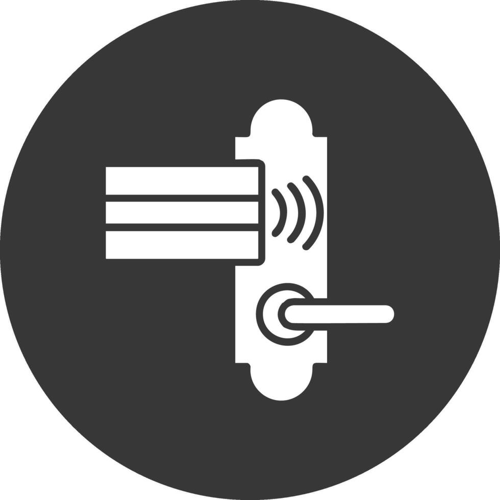 puerta bloquear glifo invertido icono vector