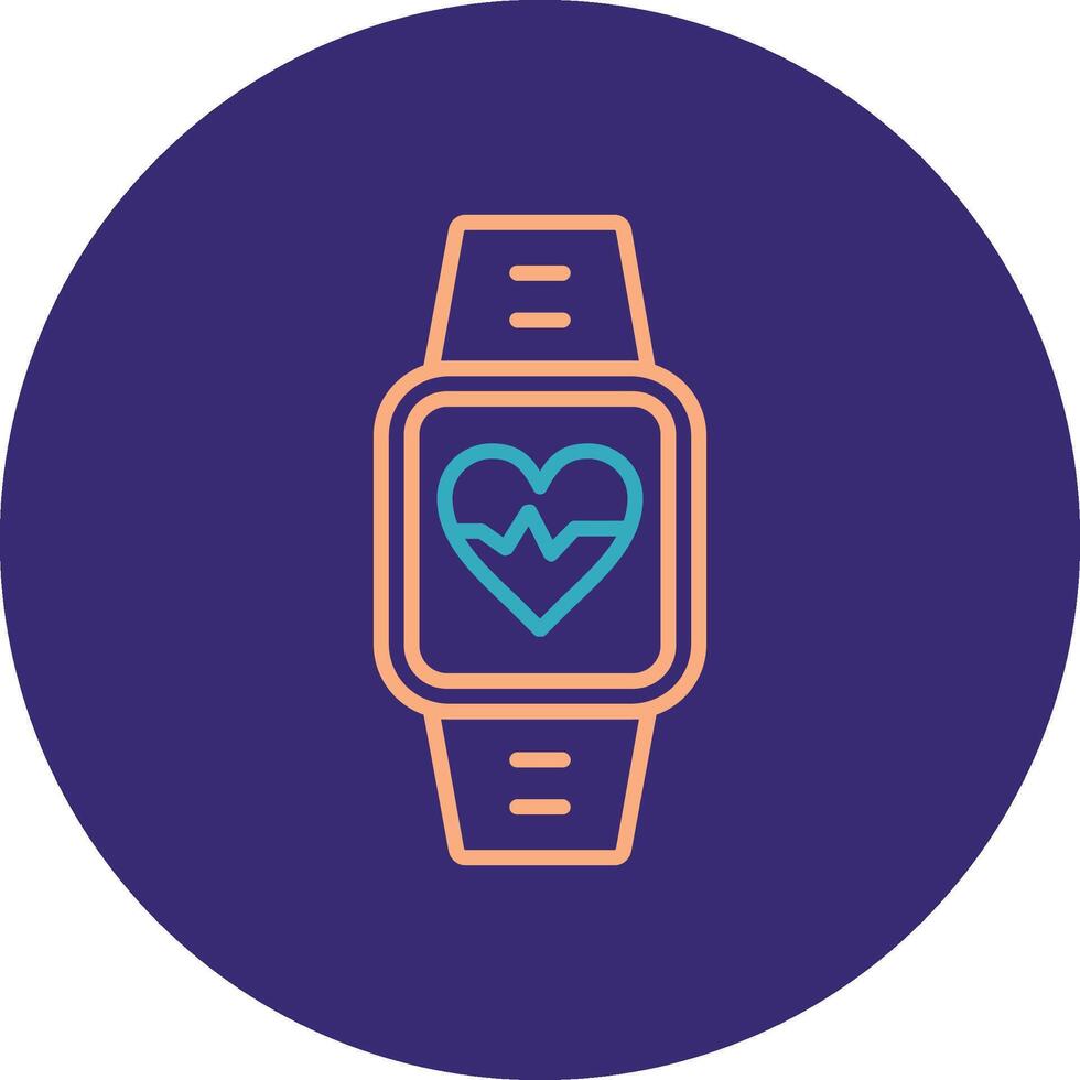Heart Rate Monitor Line Two Color Circle Icon vector