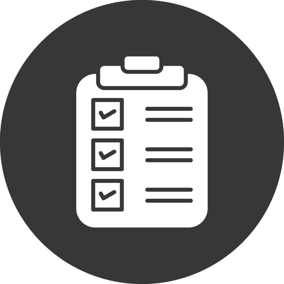 Check List Glyph Inverted Icon vector