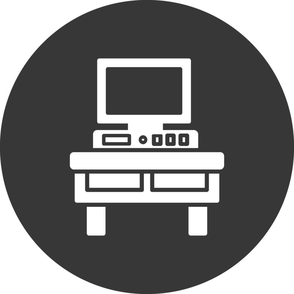 computadora escritorio glifo invertido icono vector
