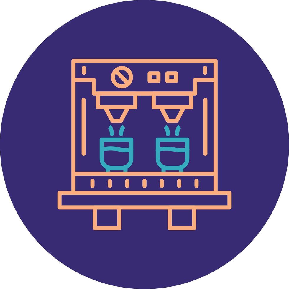Coffee Machine Line Two Color Circle Icon vector