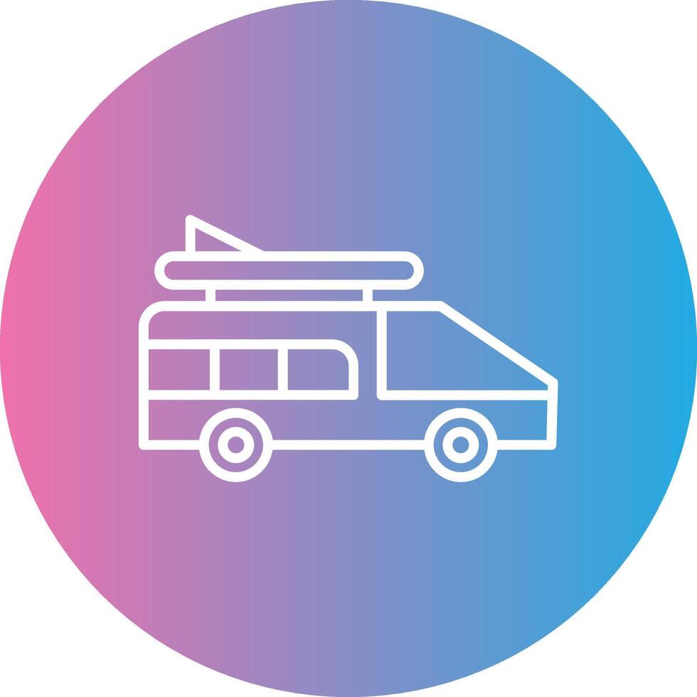 Camper Van Line Gradient Circle Icon vector