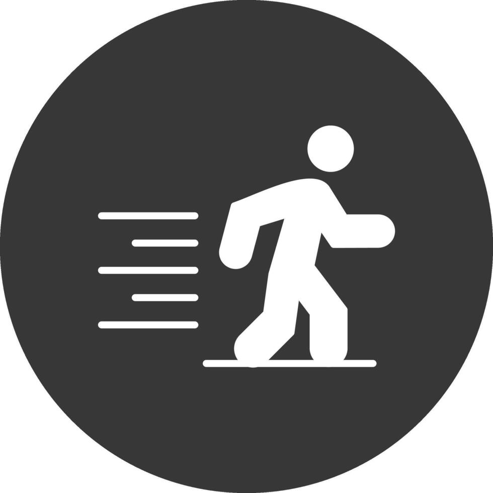 Running Glyph Inverted Icon vector