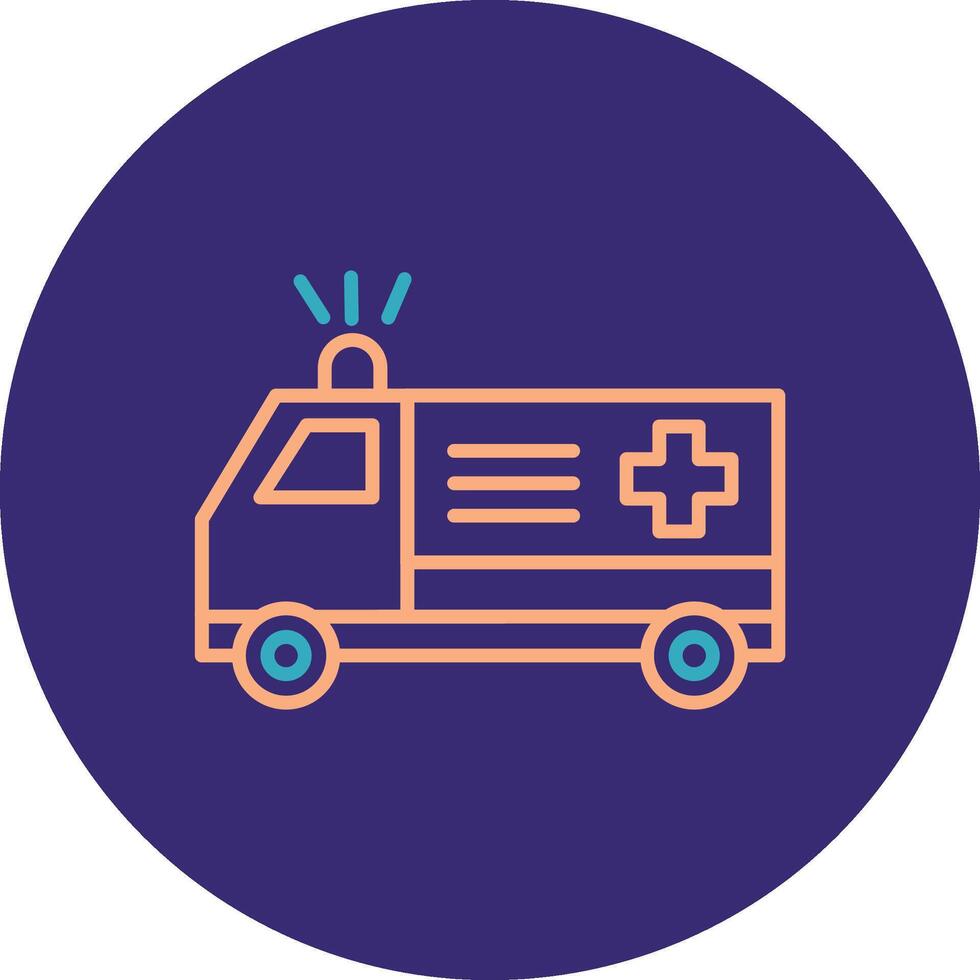 Ambulance Line Two Color Circle Icon vector