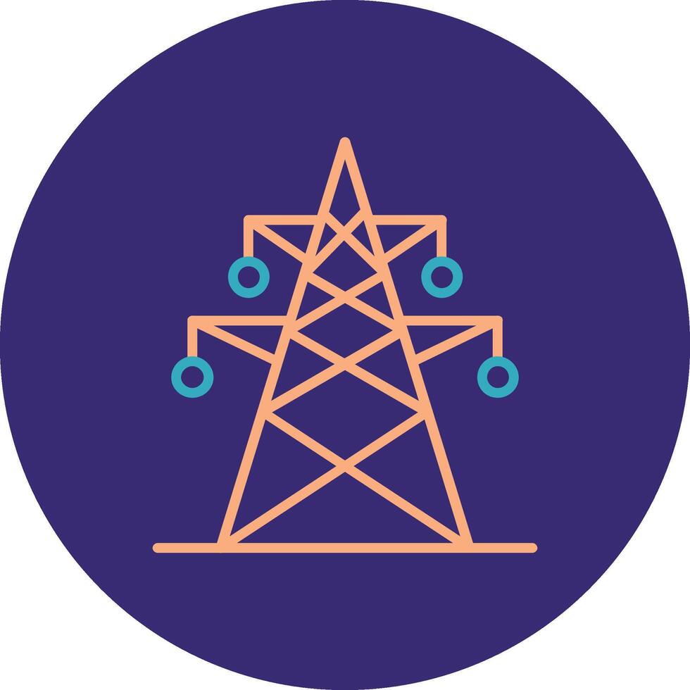 Electric Tower Line Two Color Circle Icon vector