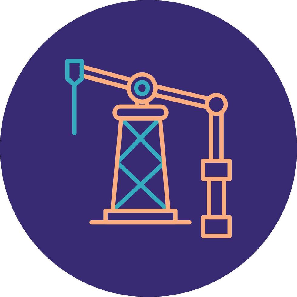 Oil Derrick Line Two Color Circle Icon vector