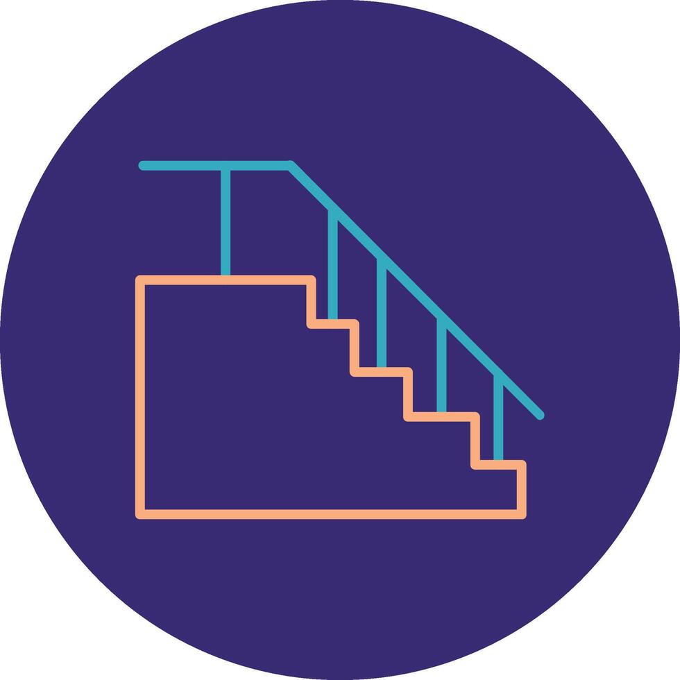 Stairs Line Two Color Circle Icon vector
