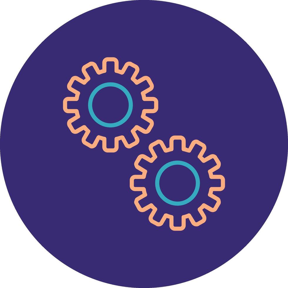 Cogwheel Line Two Color Circle Icon vector