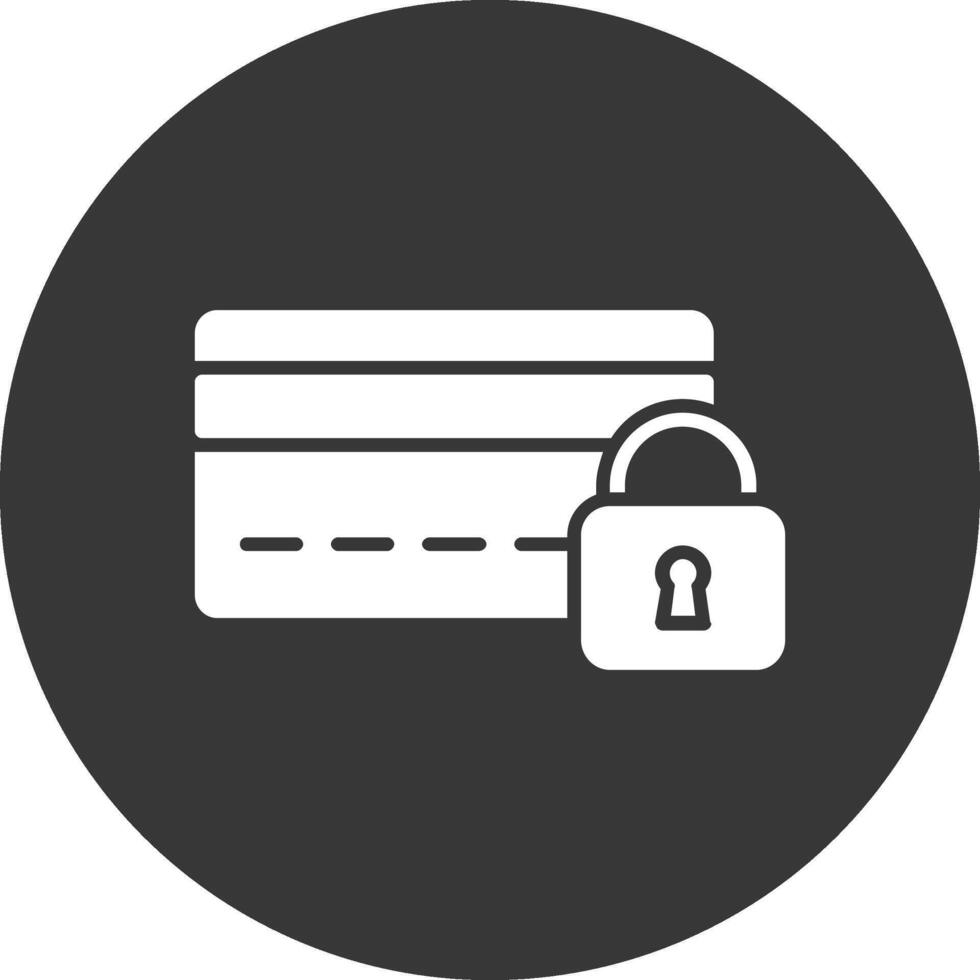crédito tarjeta seguridad glifo invertido icono vector