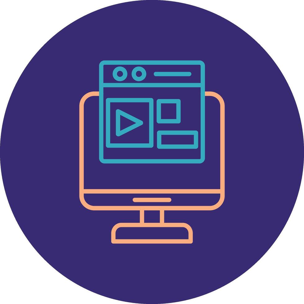 frente final línea dos color circulo icono vector