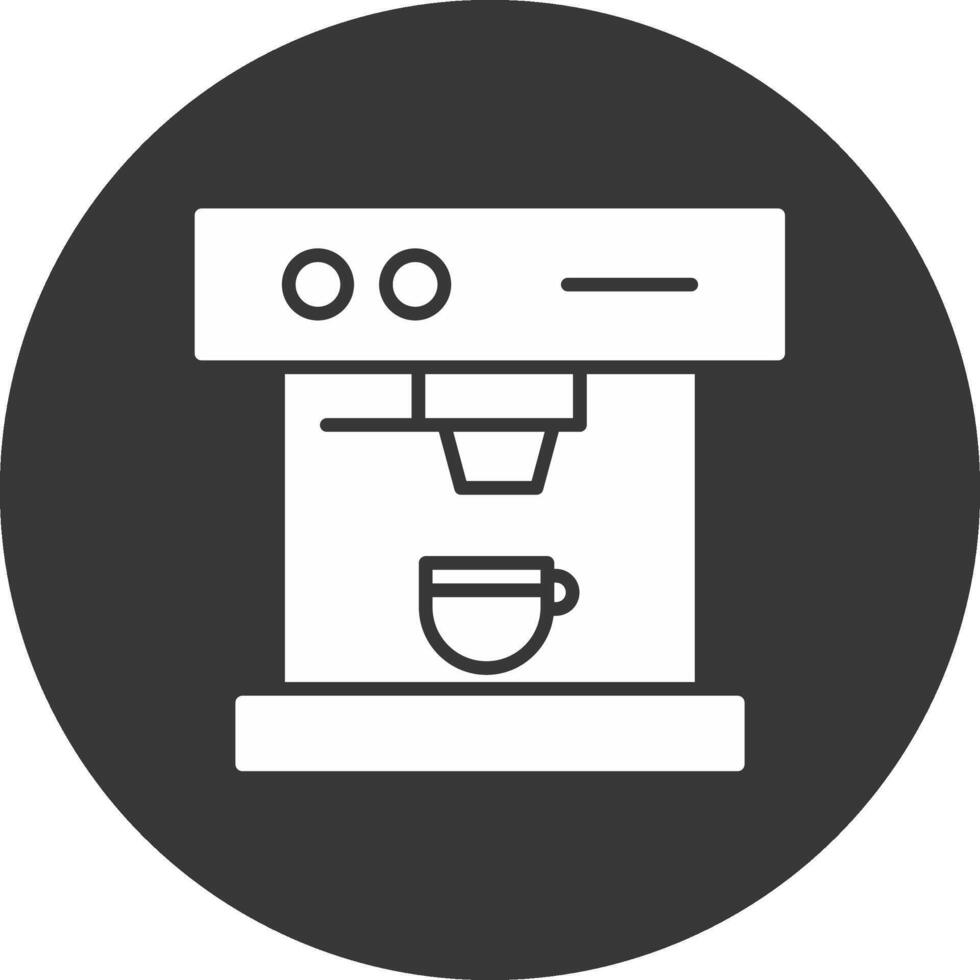 icono invertido del glifo de la máquina de café vector