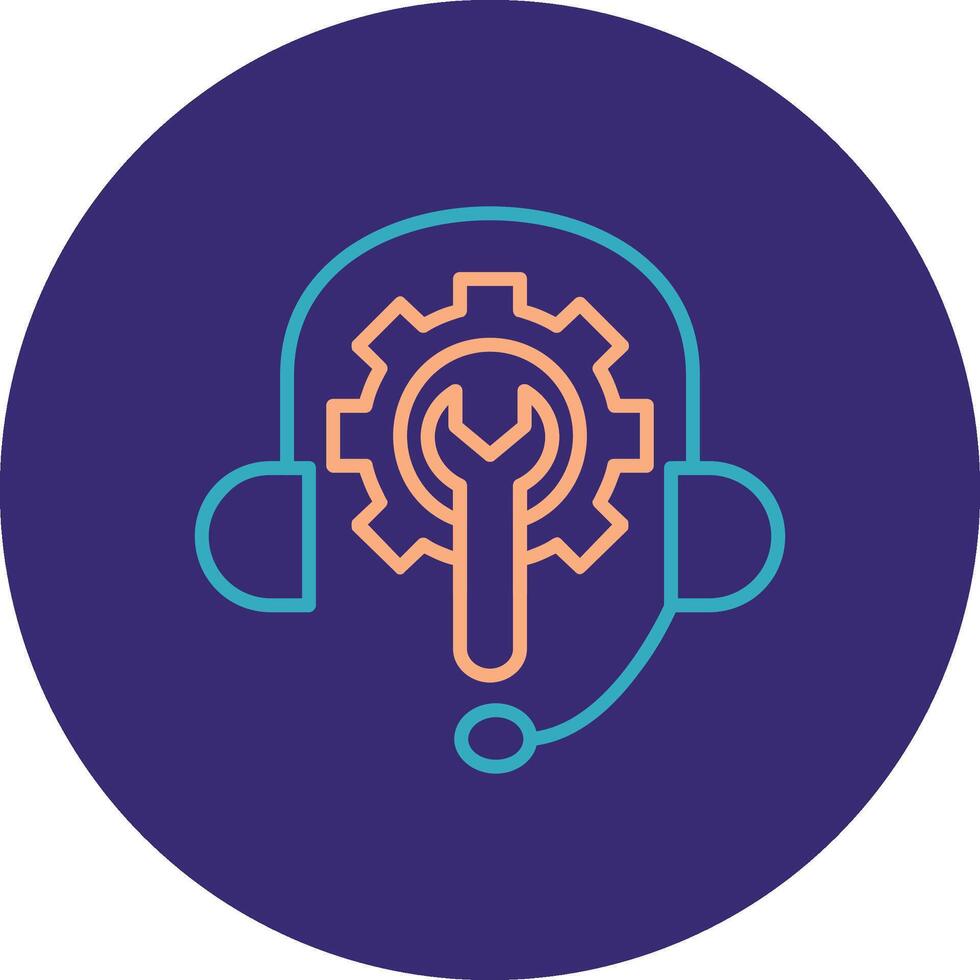 Tech Support Line Two Color Circle Icon vector
