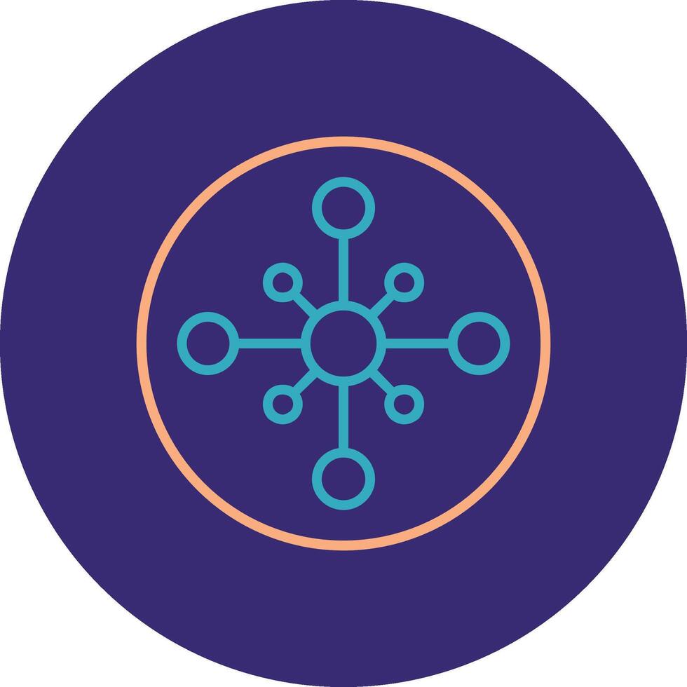 Network Hub Line Two Color Circle Icon vector