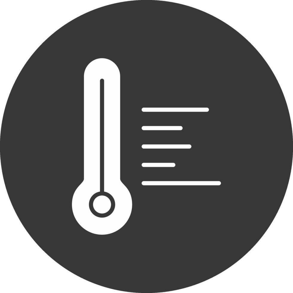 temperatura caliente glifo invertido icono vector