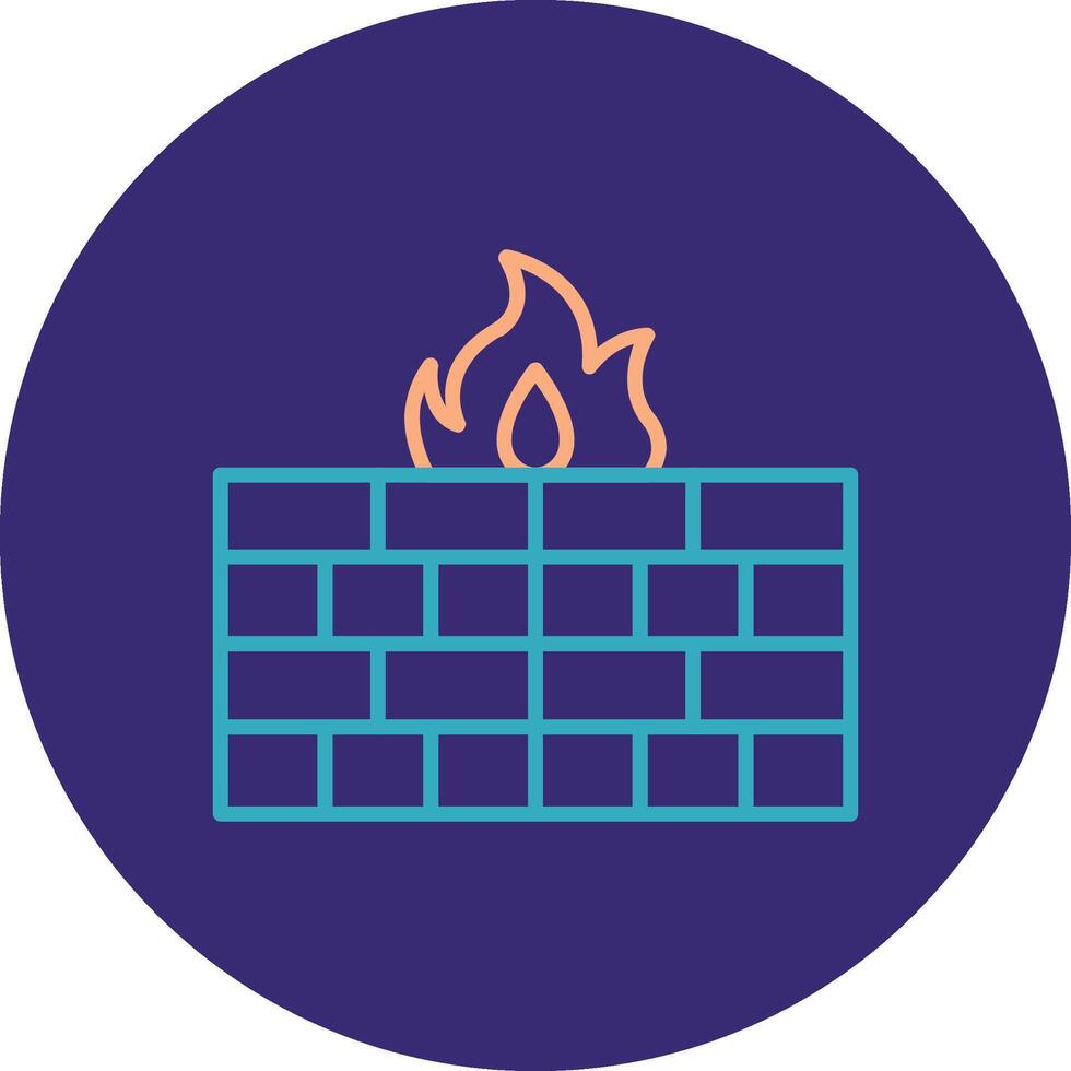 Firewall Line Two Color Circle Icon vector