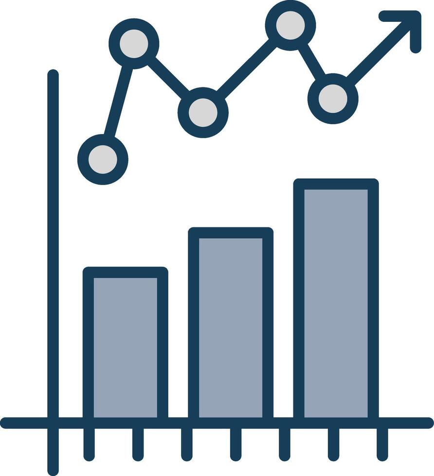 Statistical Chart Line Filled Grey Icon vector