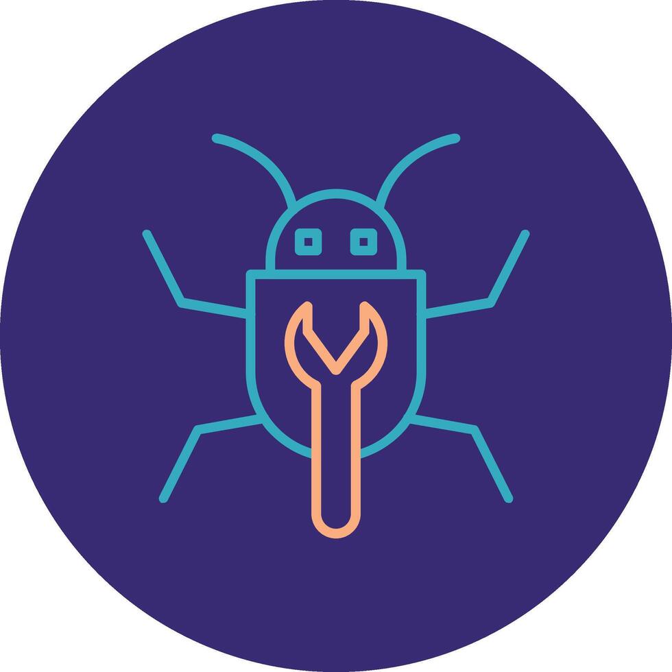 Bug Fixing Line Two Color Circle Icon vector