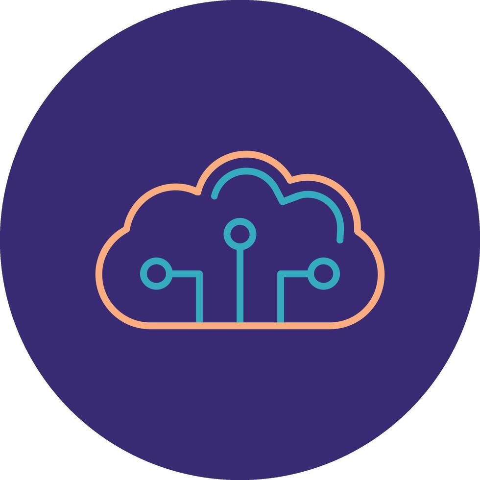 Cloud Circuit Line Two Color Circle Icon vector