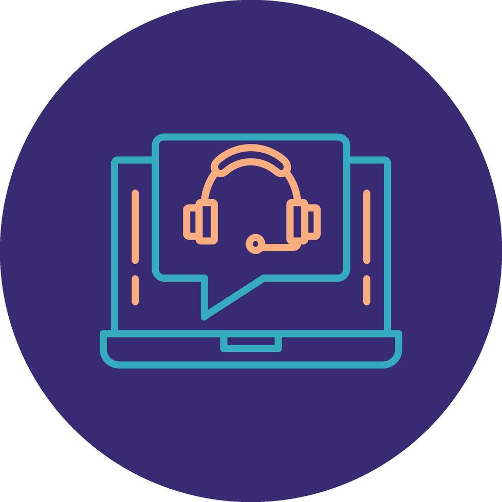 Support Call Line Two Color Circle Icon vector