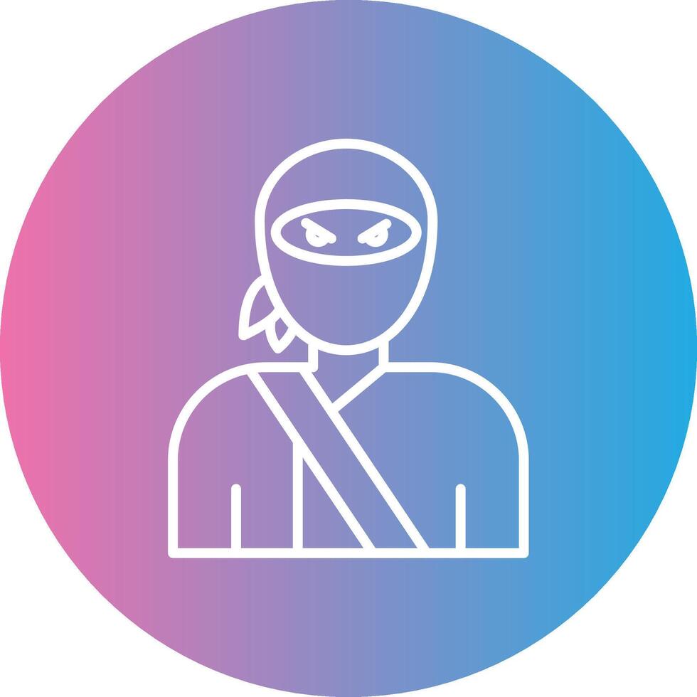 Ninja Line Gradient Circle Icon vector