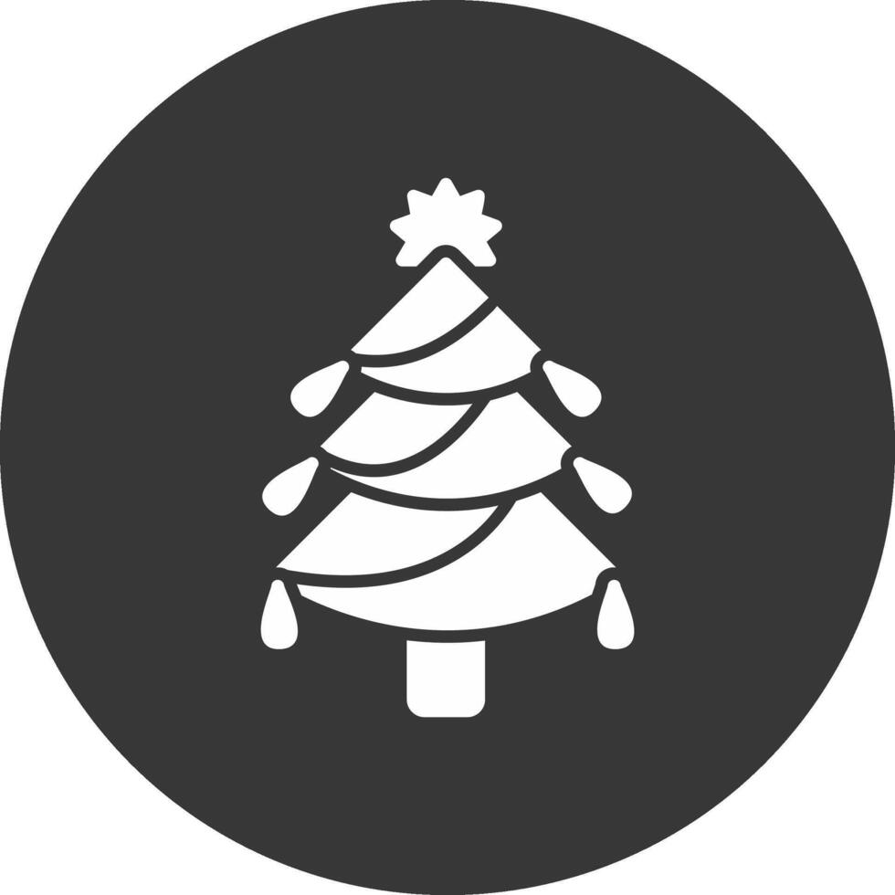 Navidad árbol glifo invertido icono vector
