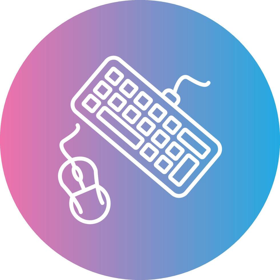 Keyboard And Mouse Line Gradient Circle Icon vector