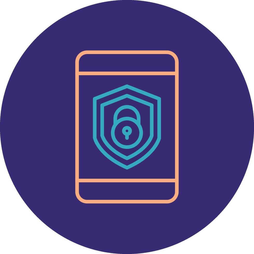 Security mobile Lock Line Two Color Circle Icon vector