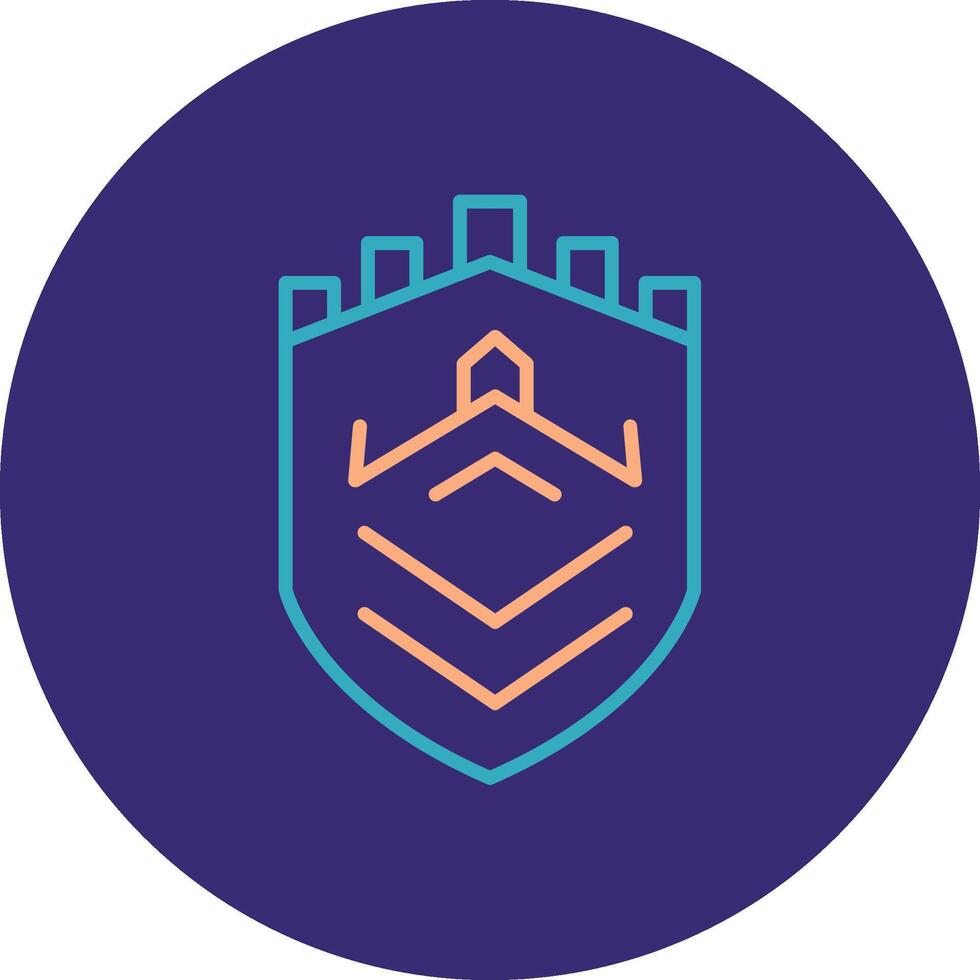 Security Castle Tech Line Two Color Circle Icon vector
