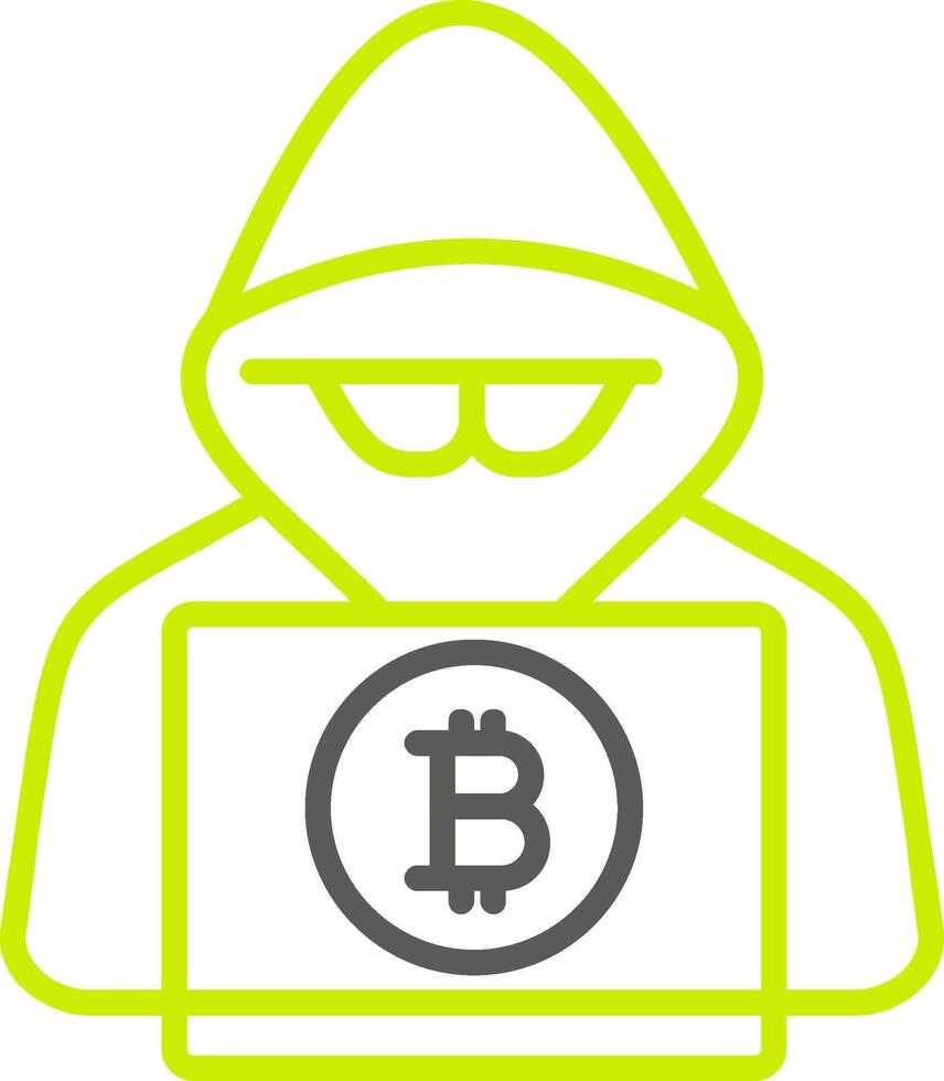icono de línea de dos colores de hacker vector