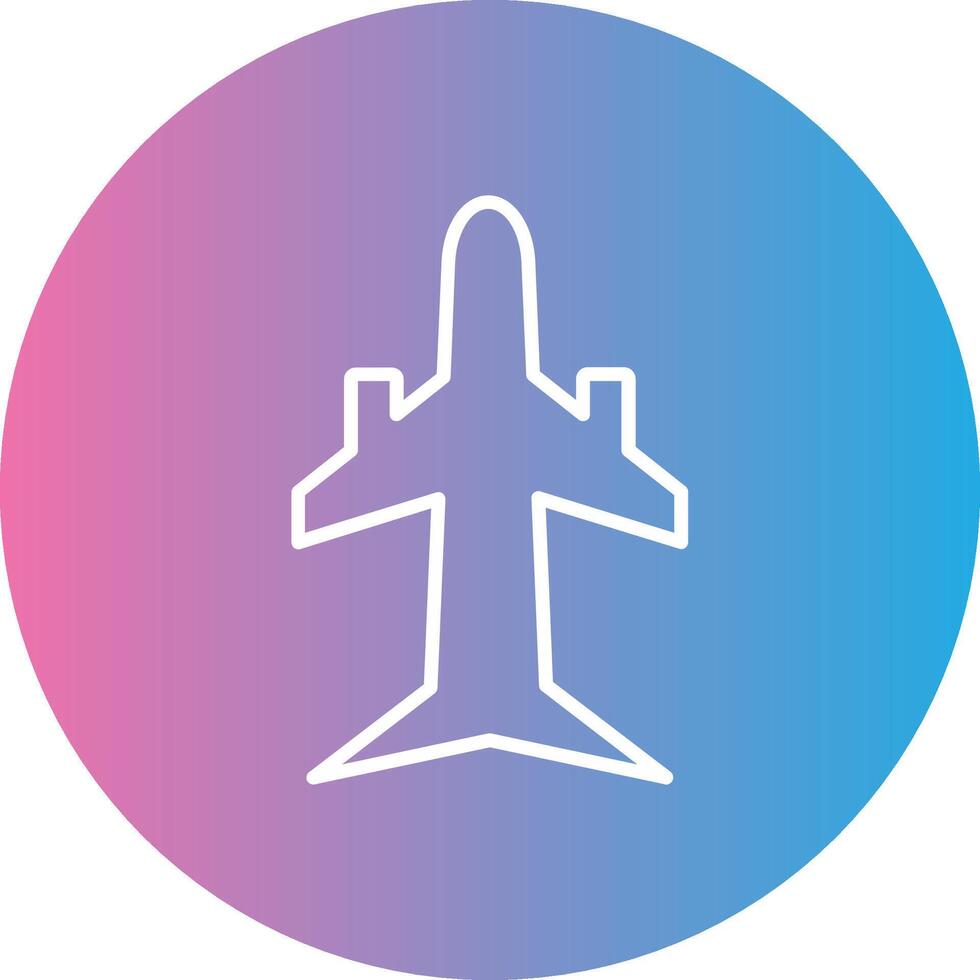 avión línea degradado circulo icono vector