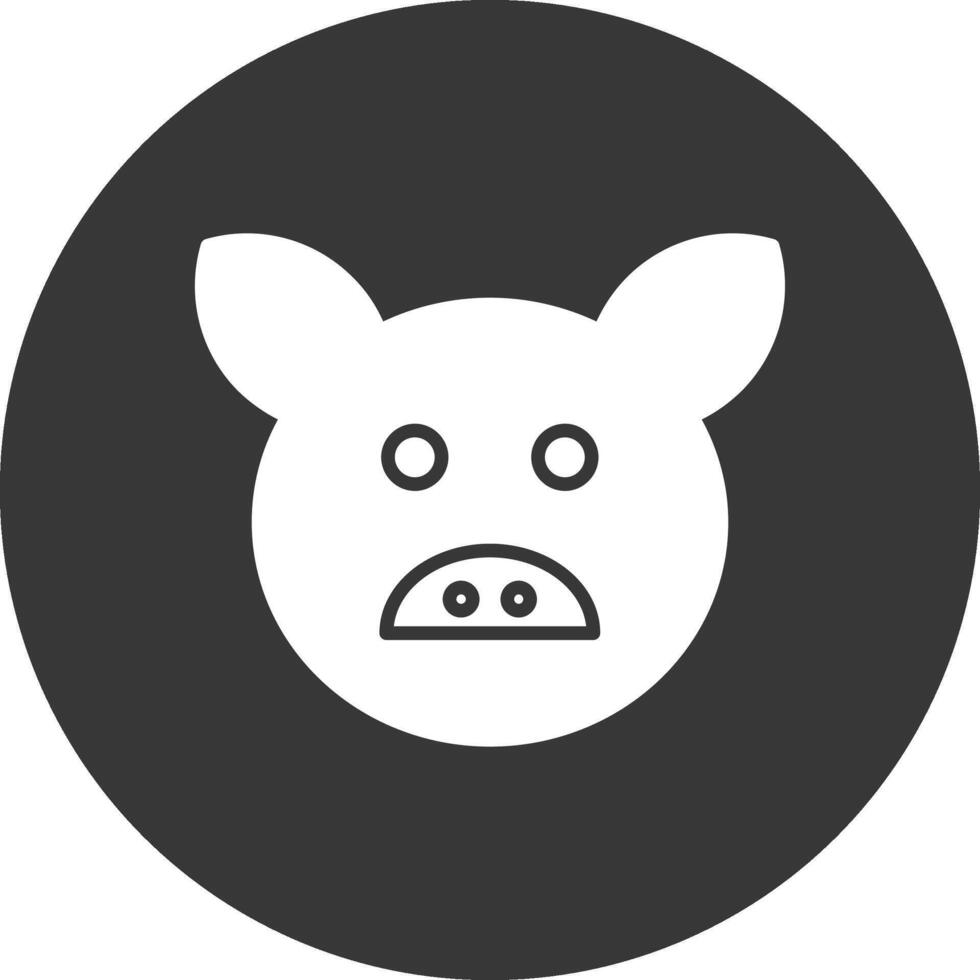 Pig Glyph Inverted Icon vector