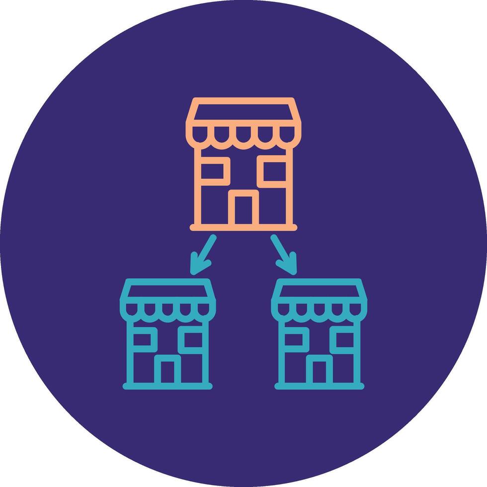 Chain Store Line Two Color Circle Icon vector
