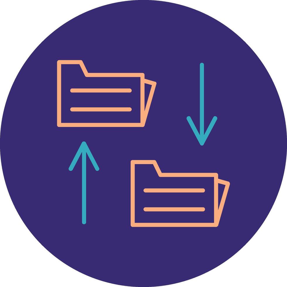 File Sharing Line Two Color Circle Icon vector