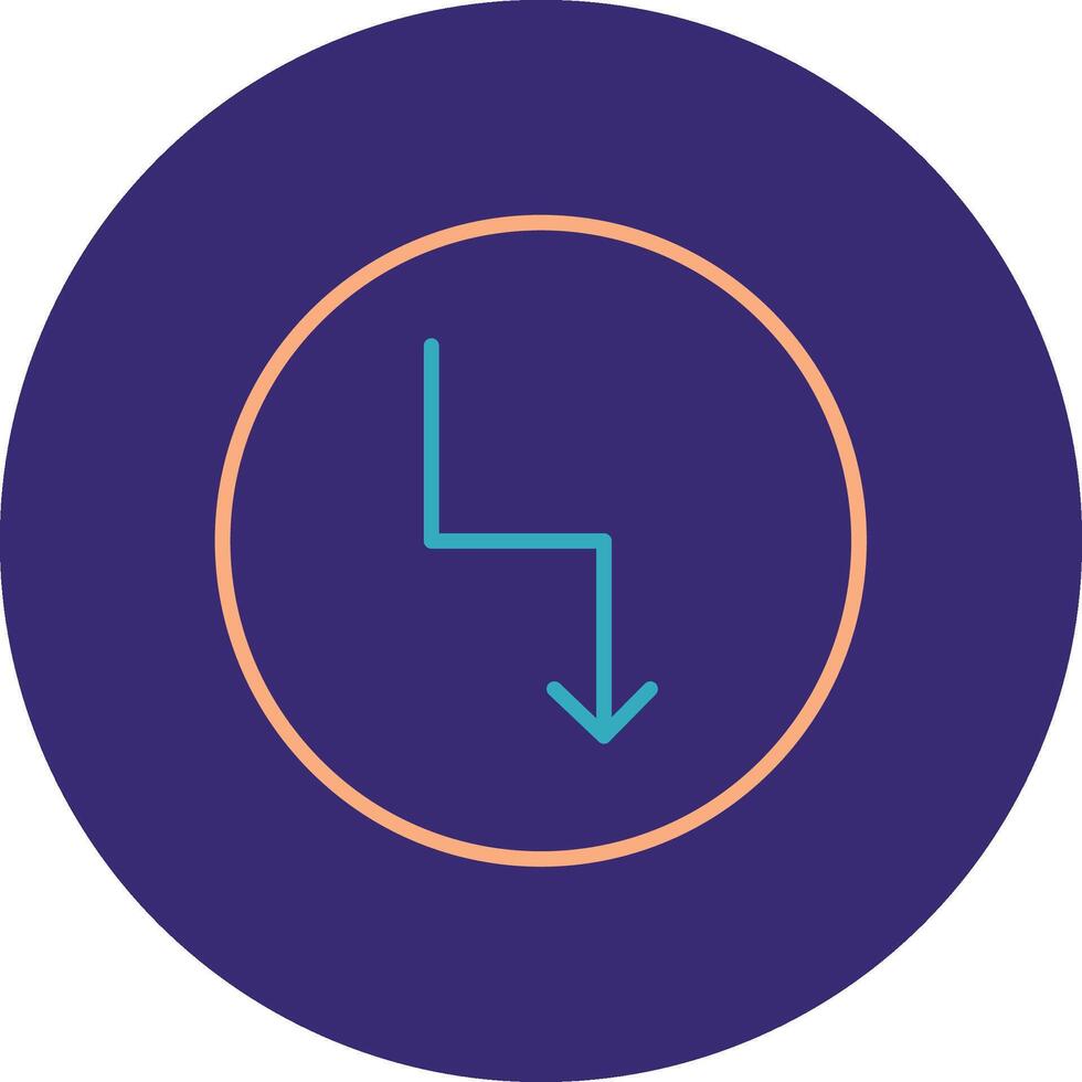Zigzag Arrow Line Two Color Circle Icon vector