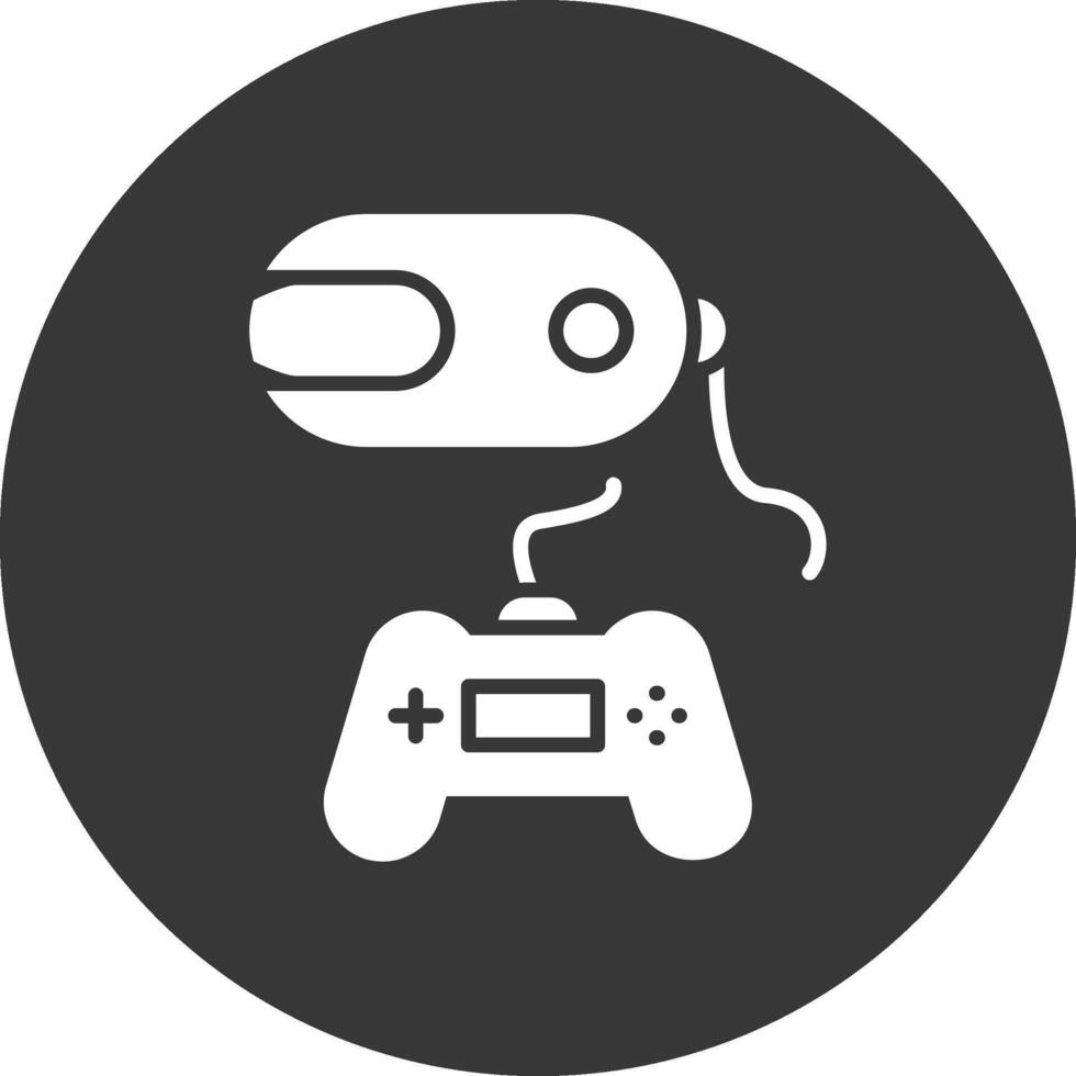 vr juego glifo invertido icono vector