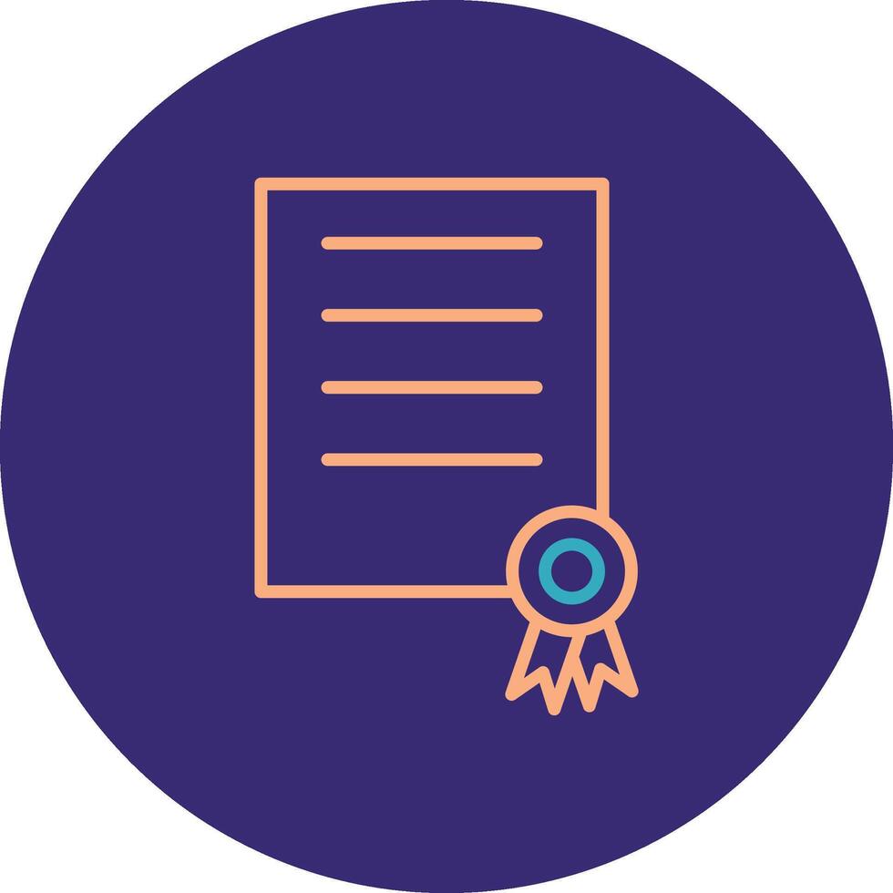 Certficate Line Two Color Circle Icon vector