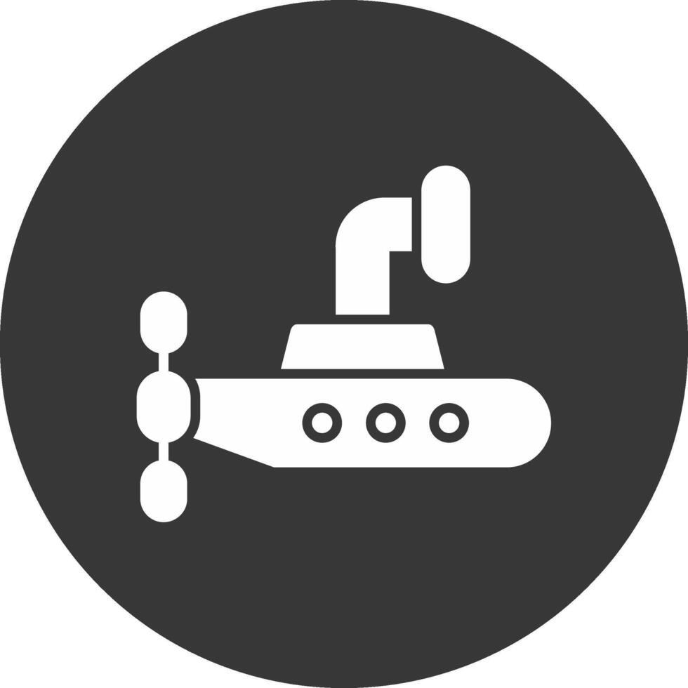 Submarine Glyph Inverted Icon vector