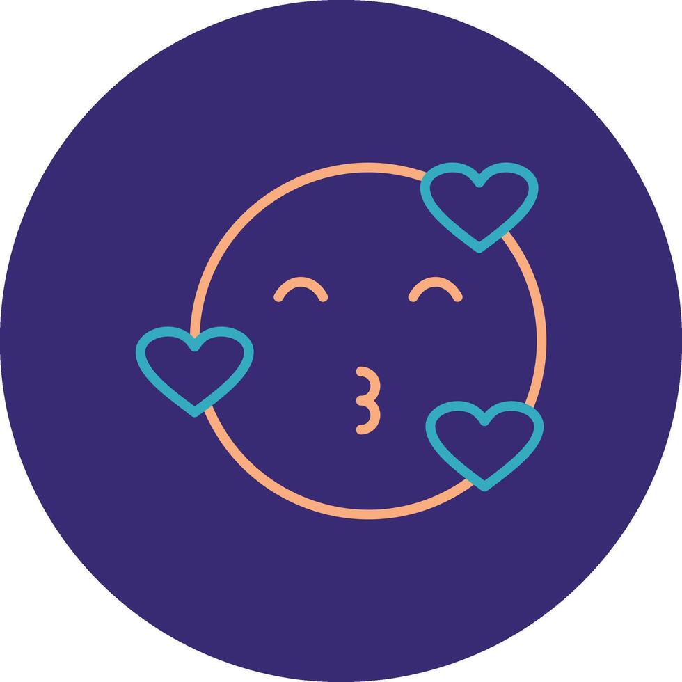 Kiss Line Two Color Circle Icon vector