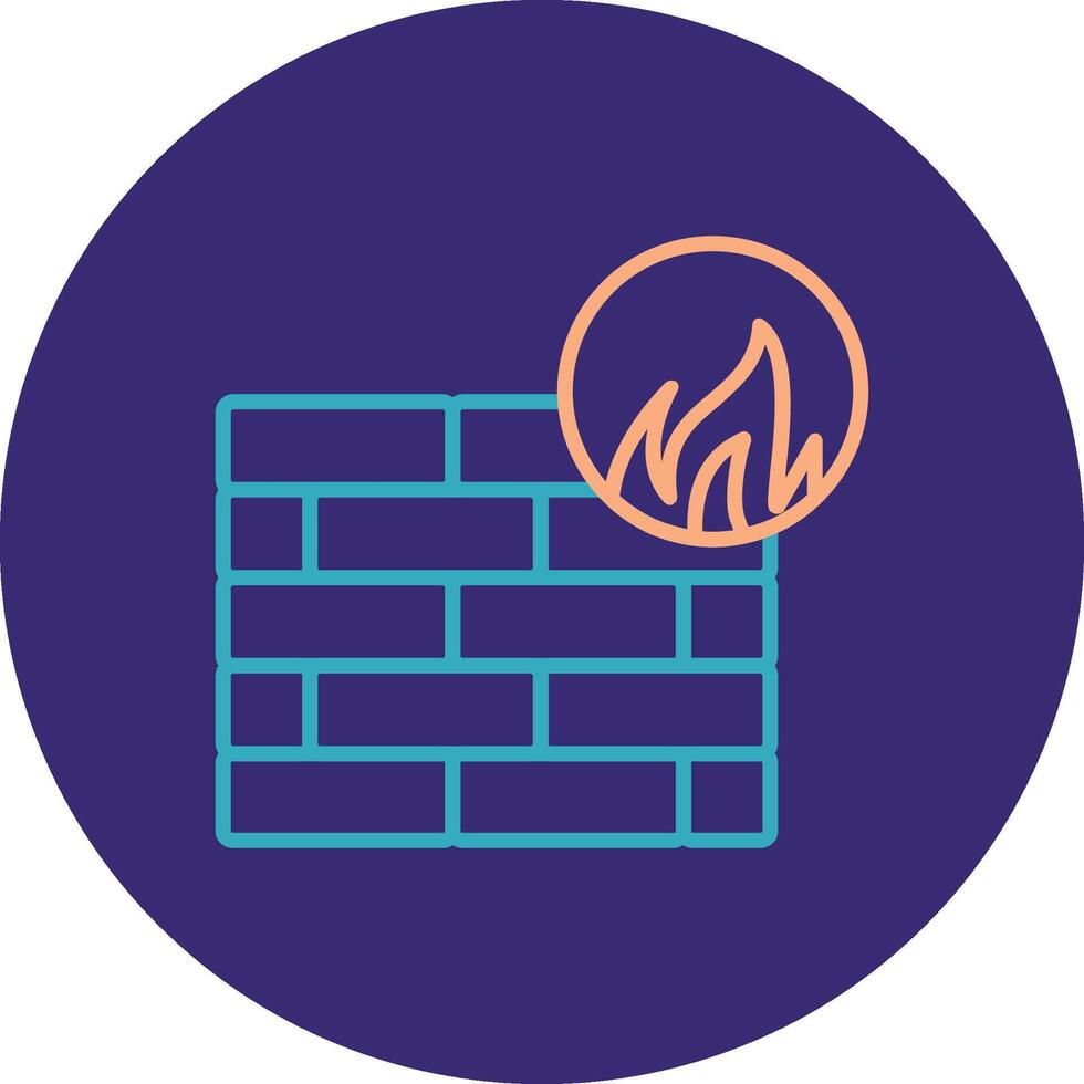 Firewall Line Two Color Circle Icon vector