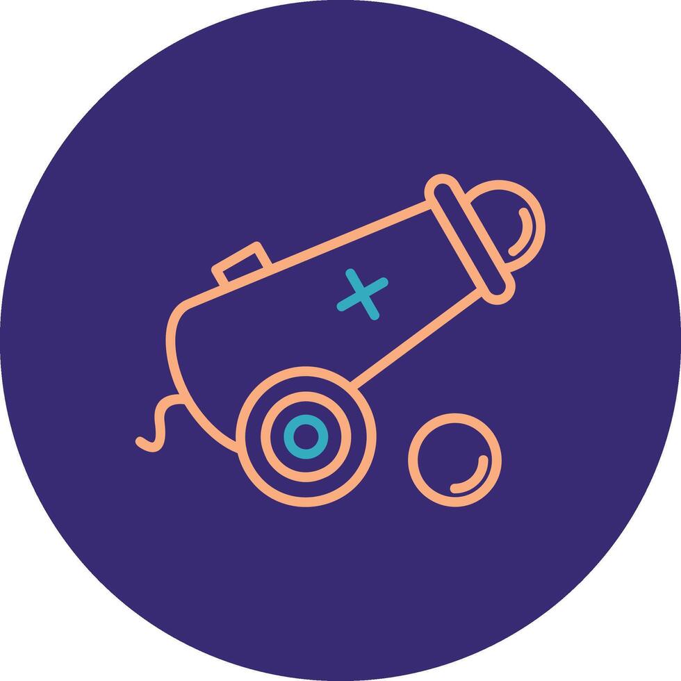 Cannon Line Two Color Circle Icon vector